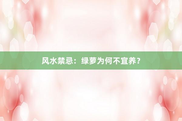 风水禁忌:绿萝为何不宜养?